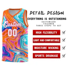 Orange Fluid Painting Pattern Basketball Jersey 2