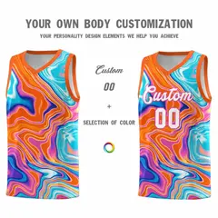 Orange Fluid Painting Pattern Basketball Jersey 3