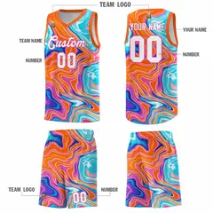 Orange Fluid Painting Pattern Basketball Jersey 5