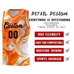 Orange Fluid Painting Pattern Basketball Jersey 2