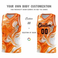 Orange Fluid Painting Pattern Basketball Jersey 3