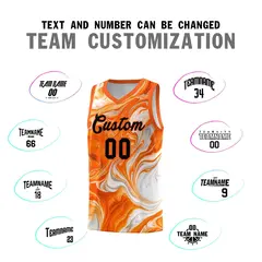 Orange Fluid Painting Pattern Basketball Jersey 4