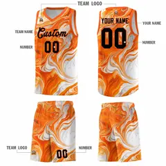Orange Fluid Painting Pattern Basketball Jersey 5