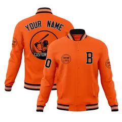 Orange Full-Snap Varsity Letterman Baseball Jacket 1