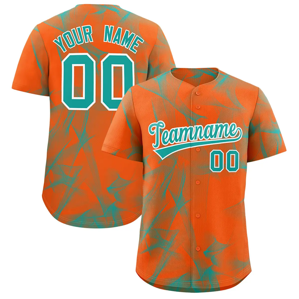 Orange Fumes Graffiti Pattern Authentic Baseball Jersey