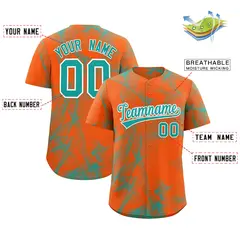 Orange Fumes Graffiti Pattern Authentic Baseball Jersey 2