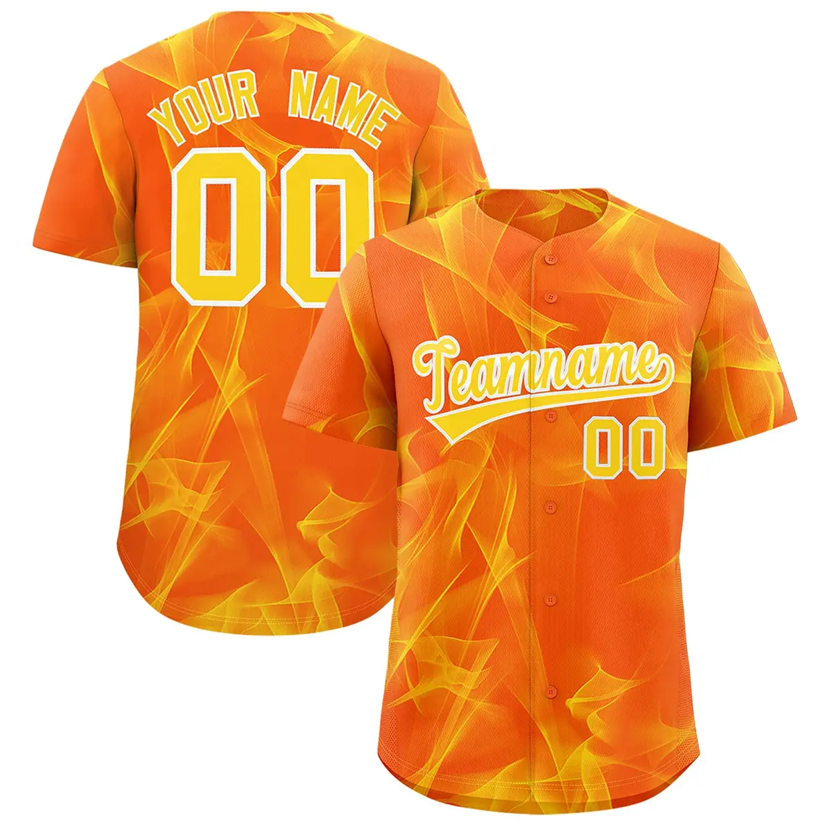 Orange Fumes Graffiti Pattern Authentic Baseball Jersey
