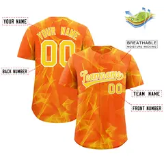 Orange Fumes Graffiti Pattern Authentic Baseball Jersey 2
