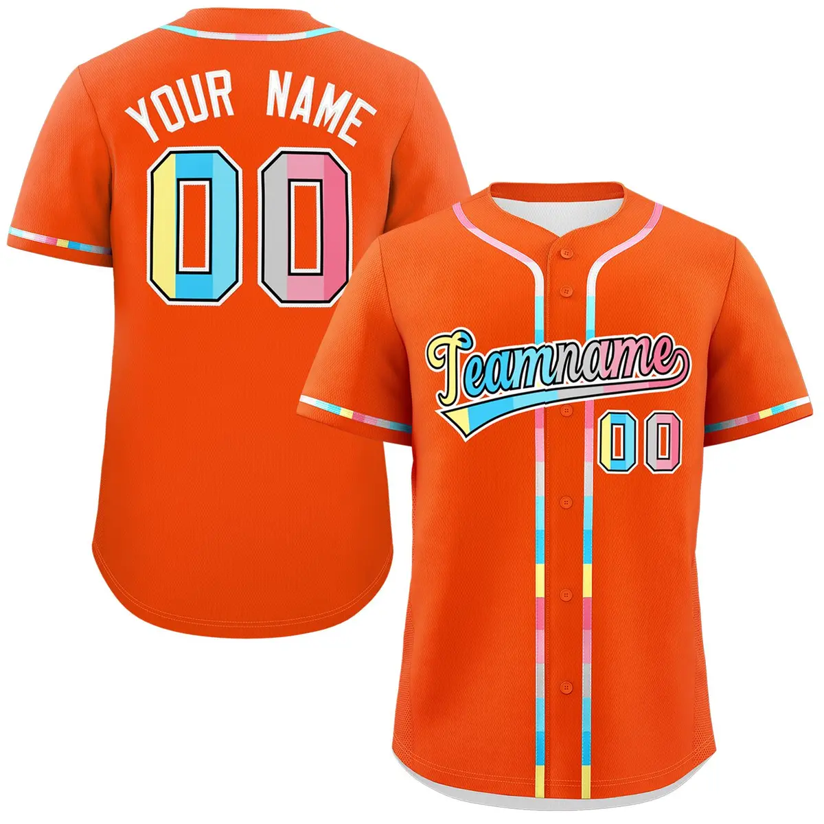 Orange Genderflux Pride Month Baseball Jersey