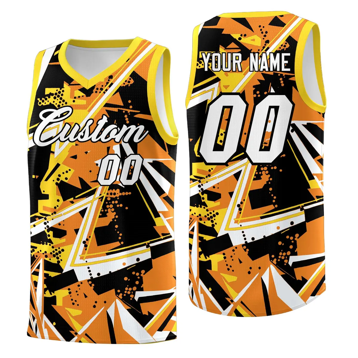 Orange Gold Abstract Graffiti Wrinkle-Resistant Basketball Jersey