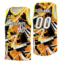 Orange Gold Abstract Graffiti Wrinkle-Resistant Basketball Jersey 1
