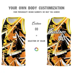 Orange Gold Abstract Graffiti Wrinkle-Resistant Basketball Jersey 3