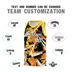 Orange Gold Abstract Graffiti Wrinkle-Resistant Basketball Jersey 4