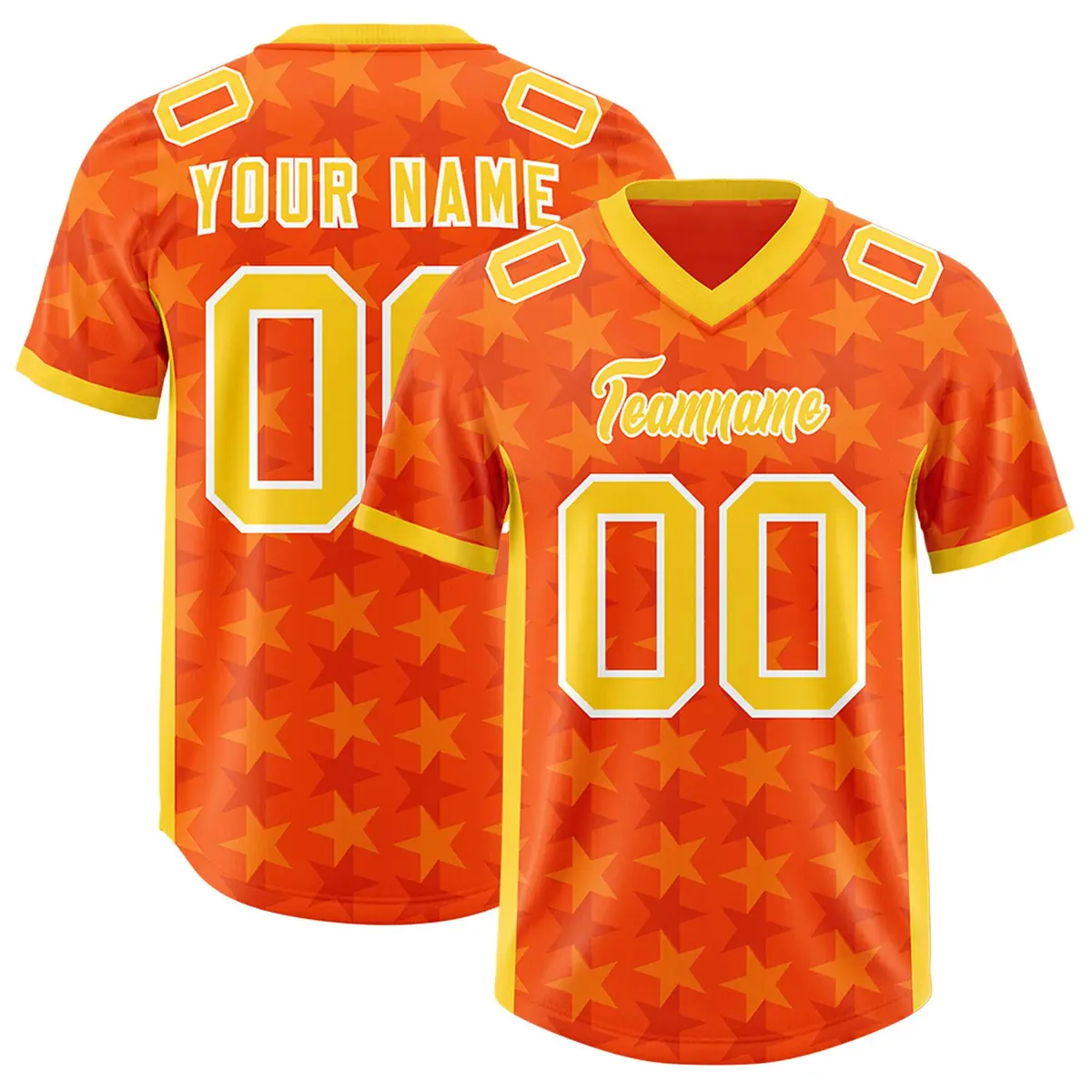 Orange Gold All Star Graffiti Pattern Football Jersey