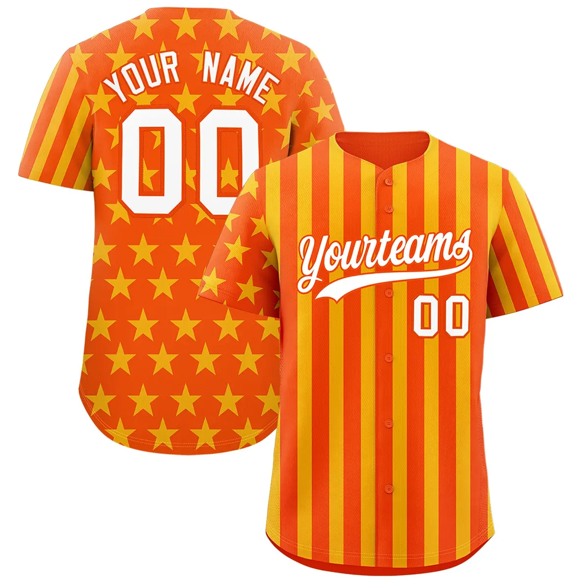 Orange Gold American Flag Graffiti Baseball Jersey