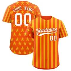 Orange Gold American Flag Graffiti Baseball Jersey 1