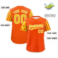 Orange Gold American Flag Raglan Baseball Jersey 2