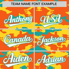 Orange Gold Aqua Camo Sleeveless Baseball Jersey 3