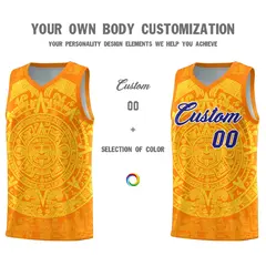 Orange Gold Aztec Sun Stone Graffiti Basketball Jersey 3