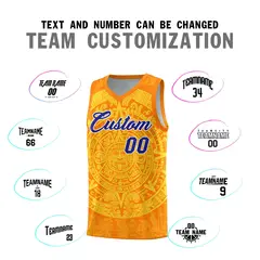 Orange Gold Aztec Sun Stone Graffiti Basketball Jersey 4