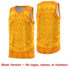 Orange Gold Aztec Sun Stone Graffiti Basketball Jersey 6