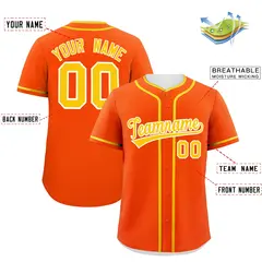 Orange Gold Classic Authentic Baseball Jersey 2