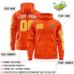 Orange Gold Classic Full-Zip Varsity Letterman Jacket Hoodie 4