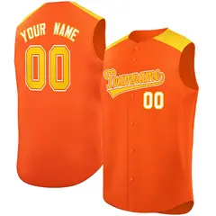 Orange Gold Classic Sleeveless Baseball Jersey 1