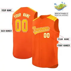 Orange Gold Classic Sleeveless Baseball Jersey 2