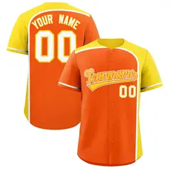 Orange Gold Color Block Authentic Baseball Jersey 1