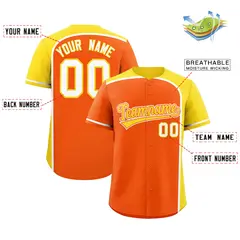 Orange Gold Color Block Authentic Baseball Jersey 2