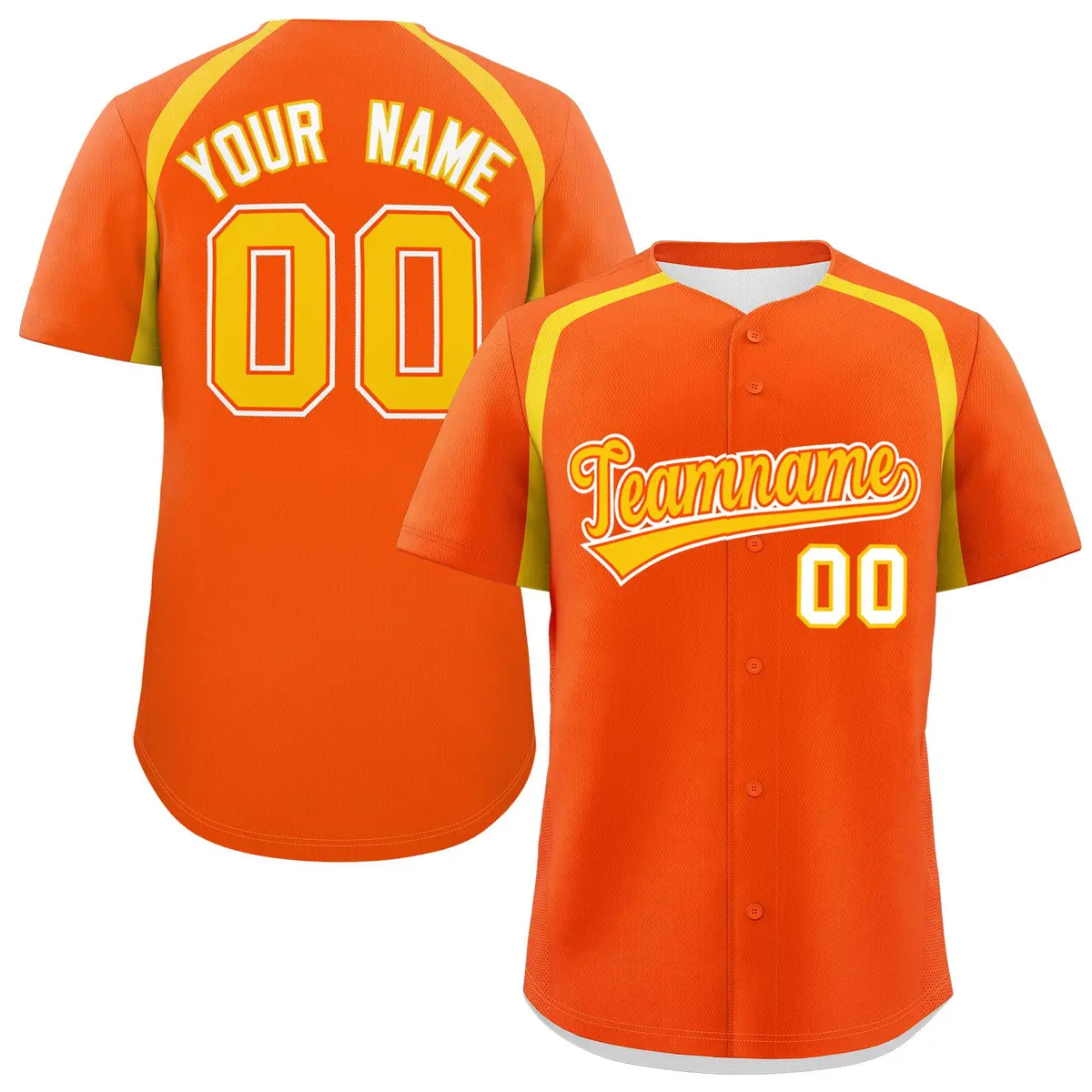Orange Gold Color Block Authentic Baseball Jersey