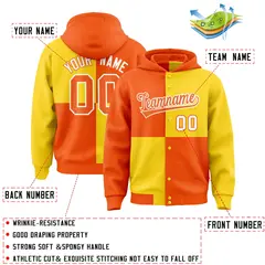 Orange Gold Color Block Varsity Letterman Jacket Hoodie 4