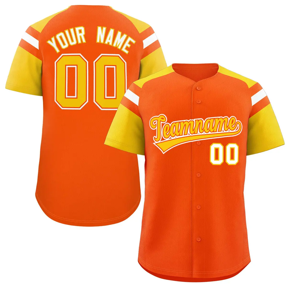 Orange Gold Contrast Raglan Baseball Jersey