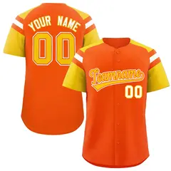 Orange Gold Contrast Raglan Baseball Jersey 1