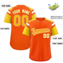 Orange Gold Contrast Raglan Baseball Jersey 2