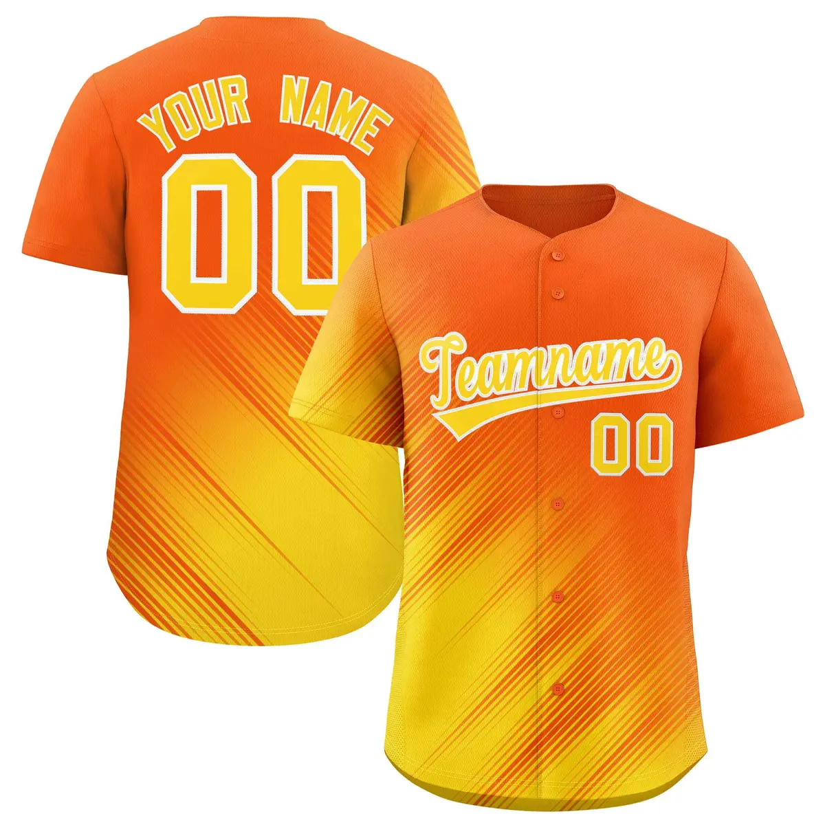 Orange Gold Diagonal Stripe Gradient Fashion Baseball Jersey