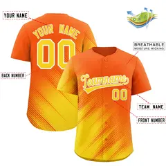 Orange Gold Diagonal Stripe Gradient Fashion Baseball Jersey 2