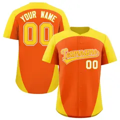 Orange Gold Edge Color Block Authentic Baseball Jersey 1