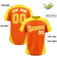 Orange Gold Edge Color Block Authentic Baseball Jersey 2