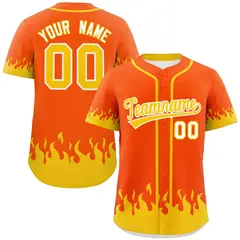 Orange Gold Flame Graffiti Authentic Baseball Jersey