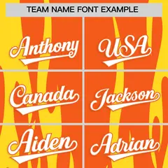 Orange Gold Flame Pattern Authentic Pullover Baseball Jersey 3