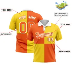 Orange Gold Four Squares Performance Polo Shirt 2