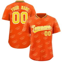 Orange Gold Full Button Graffiti Text Baseball Jersey