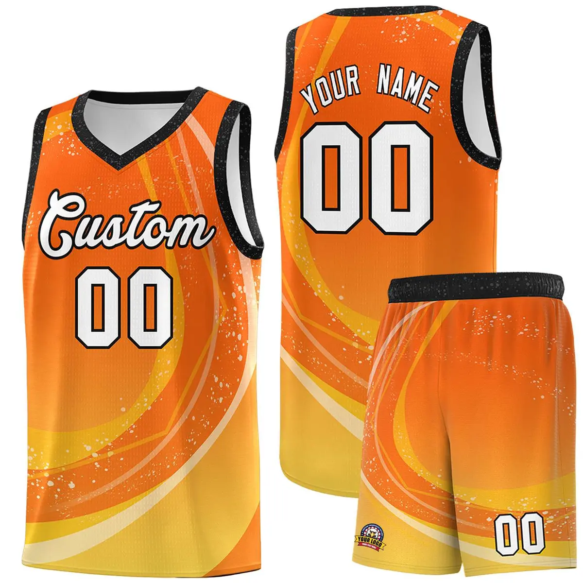Orange Gold Galaxy Graffiti Pattern Basketball Jersey