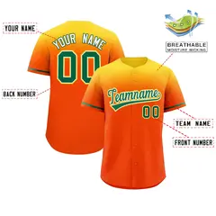 Orange Gold Gradient Authentic Baseball Jersey 2