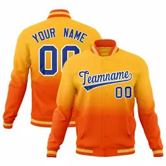 Orange Gold Gradient Full-Snap Varsity Letterman Jacket 1