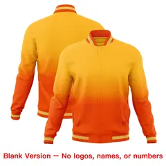 Orange Gold Gradient Full-Snap Varsity Letterman Jacket 7