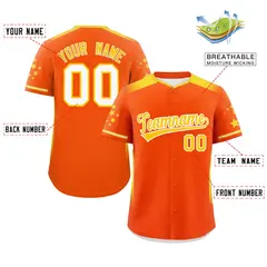 Orange Gold Gradient Side Star Pattern Baseball Jersey 2