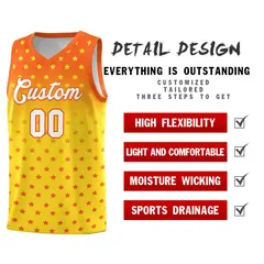 Orange Gold Gradient Star Pattern Basketball Jersey Sets 2
